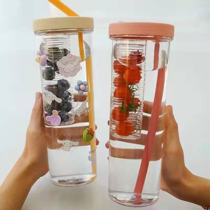 Bình Nước Detox Kèm Ống Hút, bình nước có ngăn lọc trà, bình nước văn phòng