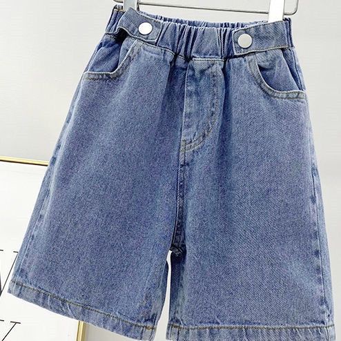 Quần Short Denim Dáng Rộng Thời Trang Mùa Hè 2022 Mới Mẻ Cho Bé Gái