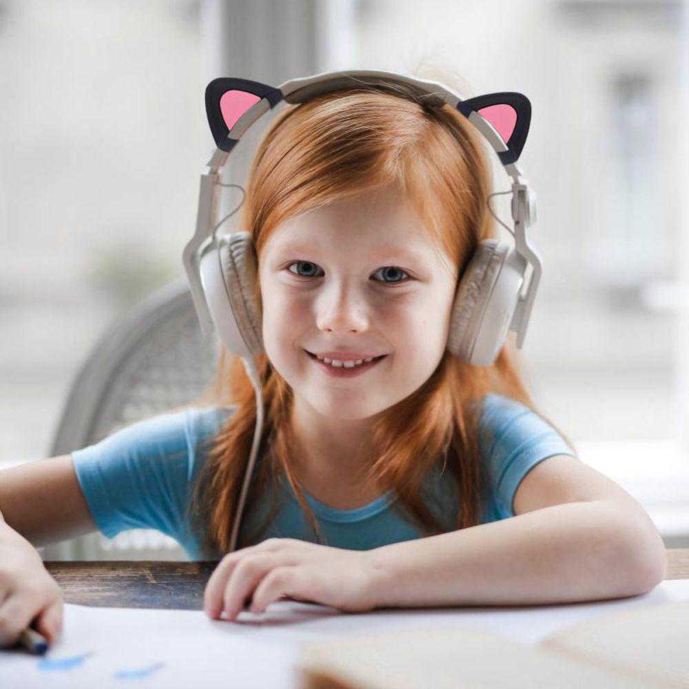 1 Cặp Đệm Bọc Đầu Tai Nghe Bluetooth Bằng Silicon Màu Đen Hình Tai Mèo