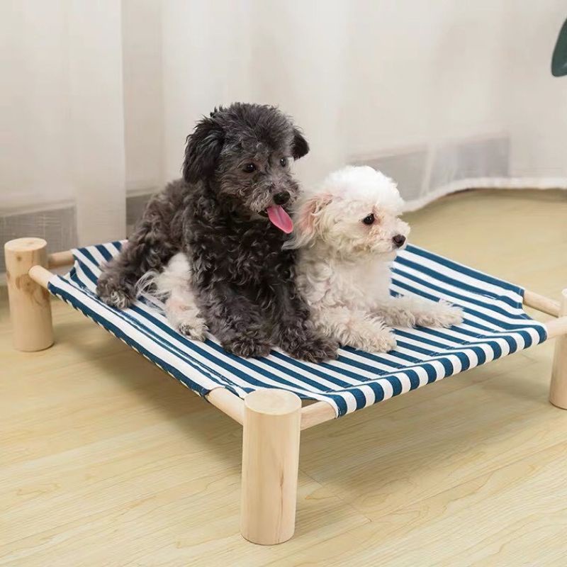Giường nằm võng gỗ hoạ tiết cao cấp cho chó mèo.