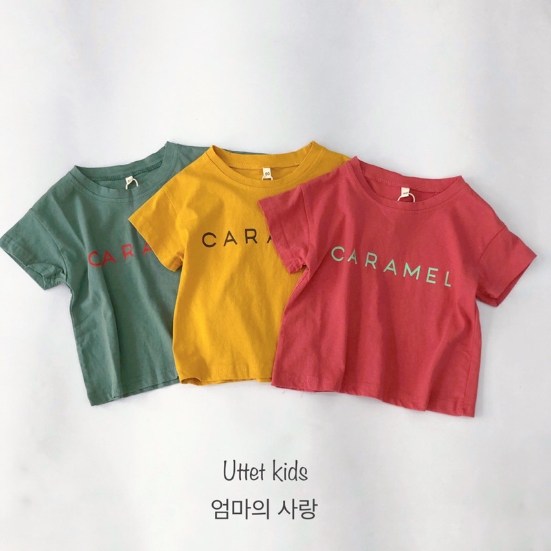 ÁO THUN  HÀN QUỐC CARAMEL DÀNH CHO BÉ GÁI VÀ BÉ TRAI 3 MÀU