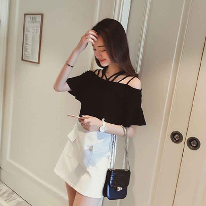 Áo thun trễ vai tay loe thiết kế thanh lịch cho phái nữ