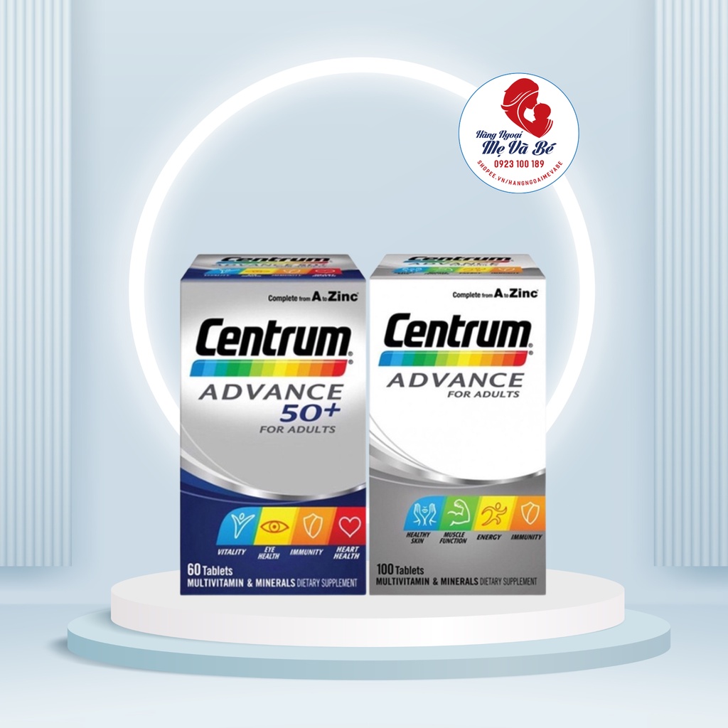 Viên uống bổ sung Vitamin Tổng Hợp Centrum Advance 50+ dành cho người từ 50 tuổi 100 viên Chính Hãng ÚC [Date 8/2023]