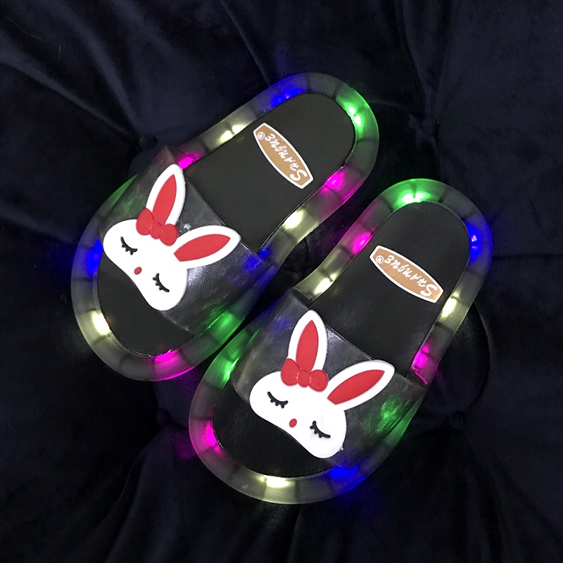 Dép Phát Sáng. Dép Đi Trong Nhà Hình Thỏ Có Đèn Nhấp Nháy Dễ Thương Thời Trang Cho Mẹ Và Bé