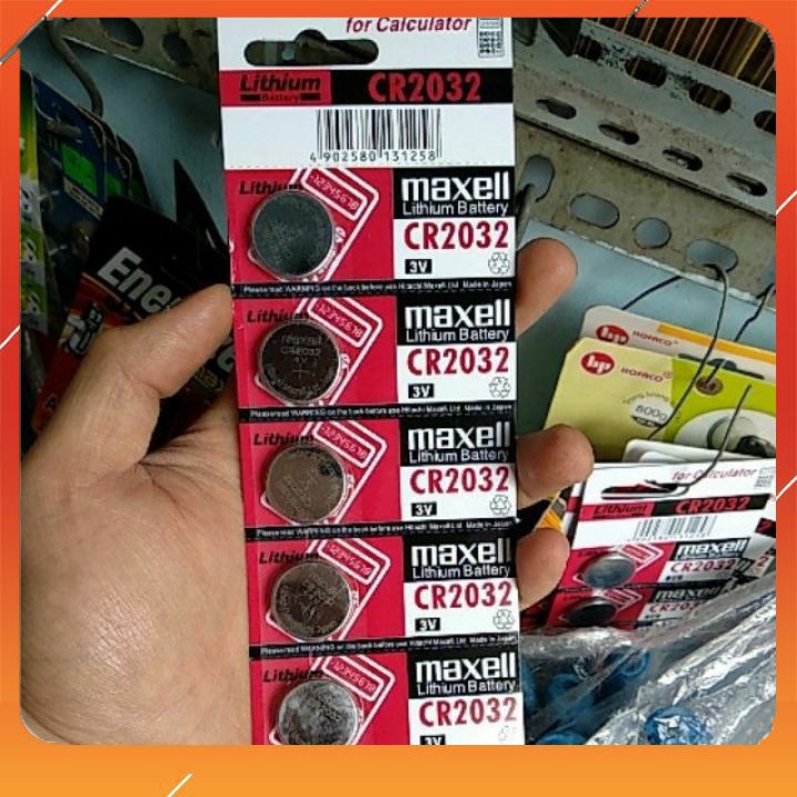 Vỉ 5 viên pin cúc áo cr2032 maxell lithium 3v made in japan
