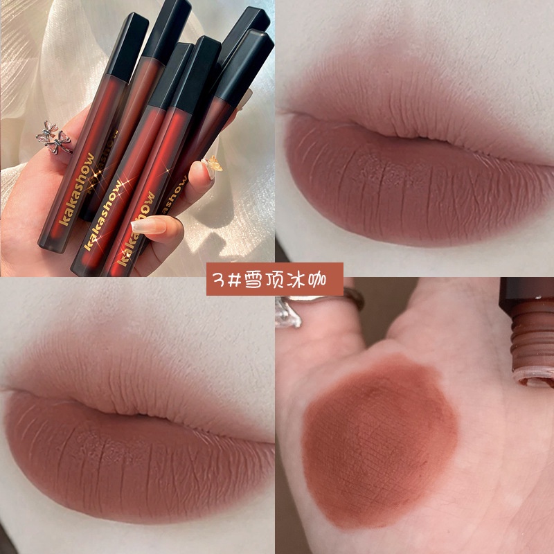 Son kem trang điểm nhung lì satin dưỡng ẩm với vỏ màu đen thời trang