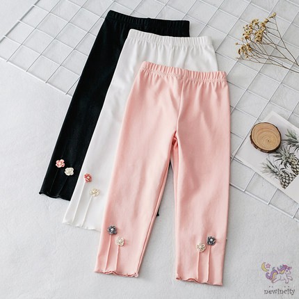 Quần legging thêu hoa phong cách thời trang cho bé gái