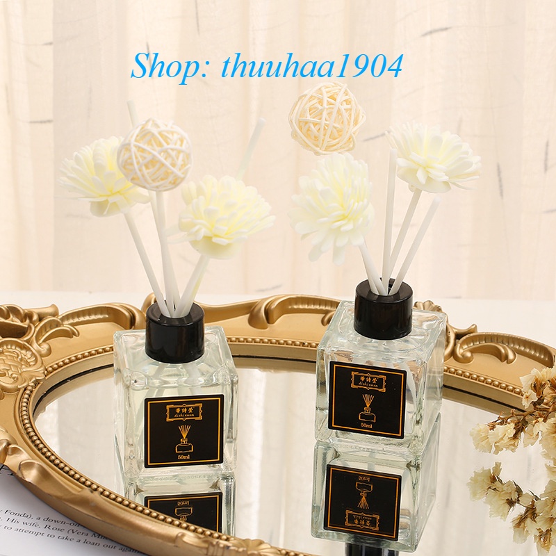 Tinh dầu thơm phòng Dishxuan  khử mùi hương thơm chai kèm mây hoa khô trong lành không khí TD5-H2A