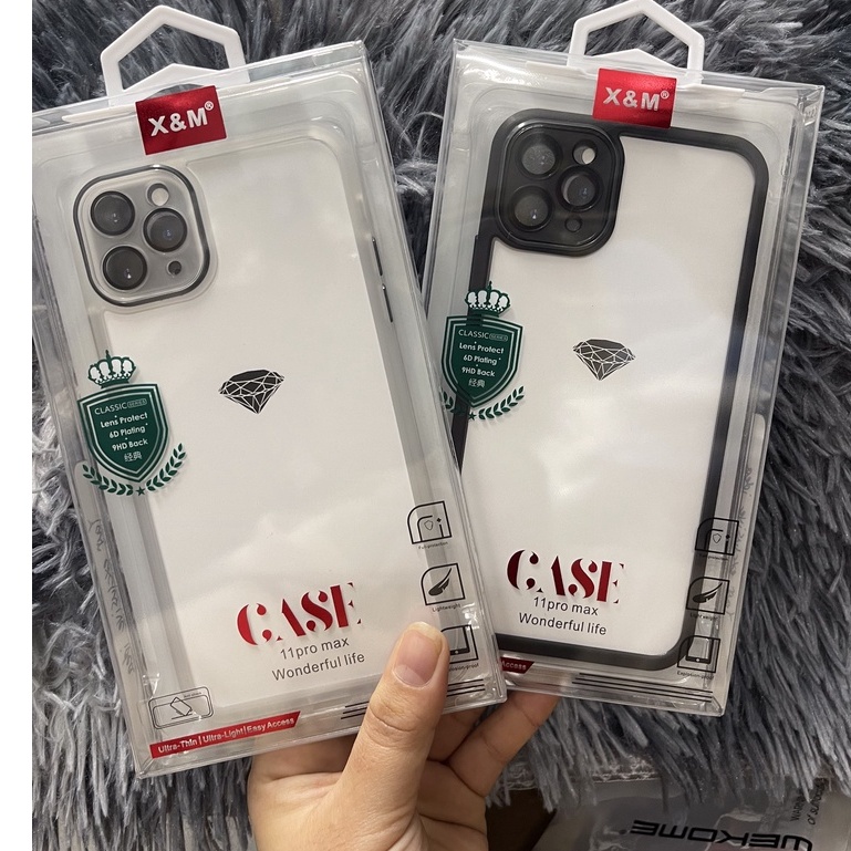 CHÍNH HÃNG Ốp X&amp;M LƯNG TRONG cứng chống ố viền màu bảo vệ Camera iPhone 11 12 13 / MINI / PRO / MAX