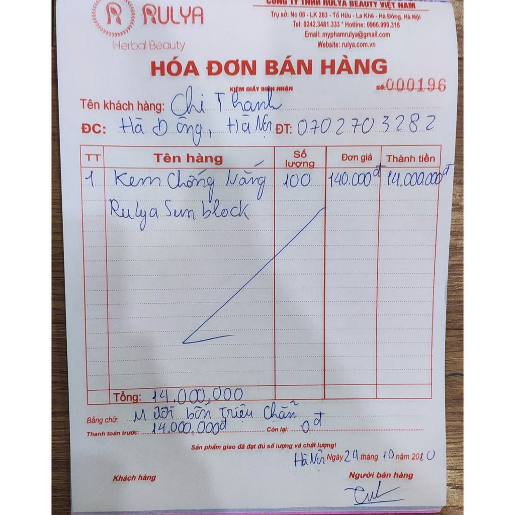 Kem Chống Nắng Cao Cấp RULYA SUN BLOCK LOTION SPF 50 PA +++