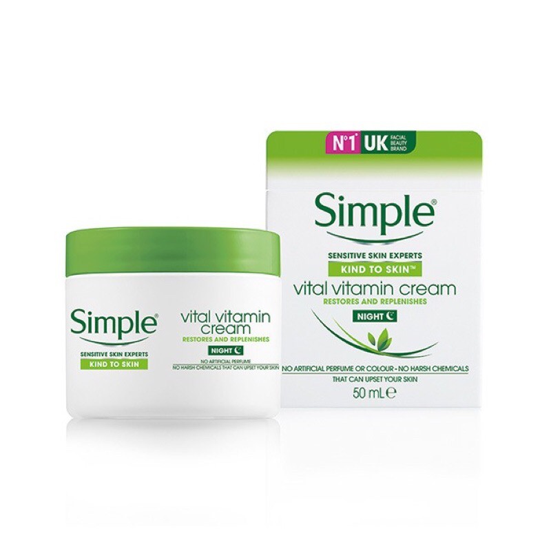 Kem dưỡng ẩm ban đêm Simple Kind To Skin Vital Vitamin dạng hũ