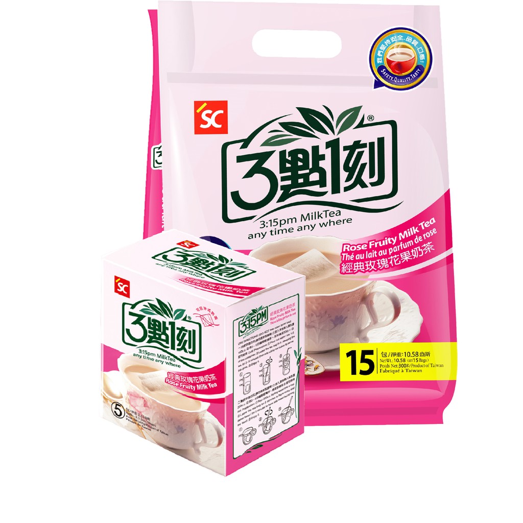 Trà sữa Đài Loan túi lọc 3:15 PM vị hoa hồng Rose Fruit túi 15 gói (20g/gói) 17/10/2021