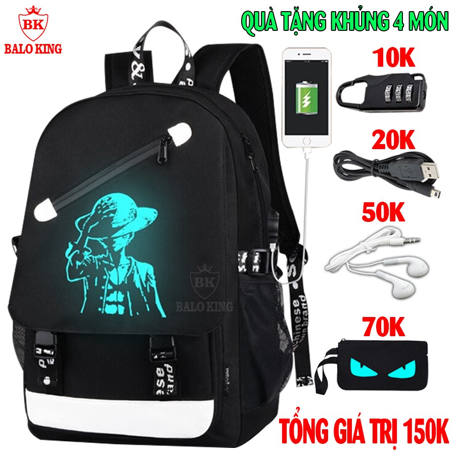 Balo nam nữ thời trang đi học đi chơi phát sáng Baloking TẶNG (Cáp USB+Khóa số+Tainghe+Ví) - Cặp đi học HOT nhất 2021