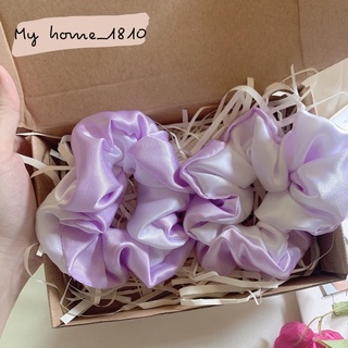 Dây cột tóc Scrunchies phi bóng phối màu cực sang