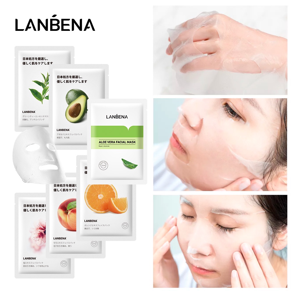 Mặt nạ LANBENA chiết xuất trái cây dưỡng ẩm làm trắng da phong cách Nhật Bản