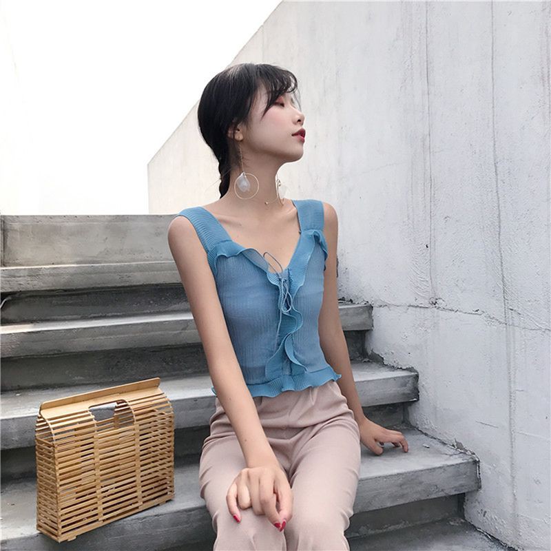 Áo không tay dệt kim màu trơn gợi cảm cho nữ | BigBuy360 - bigbuy360.vn