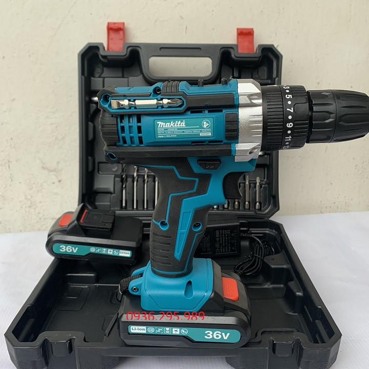 Máy khoan pin Makita 36V bắt vít vặn ốc bắn tôn moto ruột đồng 100% full hộp phụ kiện đa năng