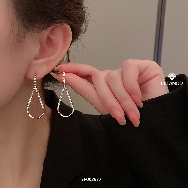 Bông tai nữ chuôi bạc 925 đính đá Eleanor Accessories hình giọt nước lớn phụ kiện trang sức 3937