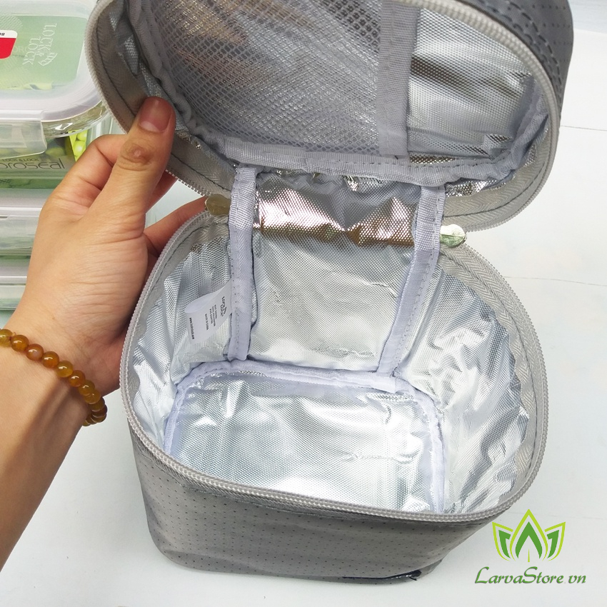 Bộ Hộp Cơm Lock&amp;lock Thủy Tinh LLG422S4 380ml x 3 Túi Xám (Sử dụng tốt với lò vi sóng)