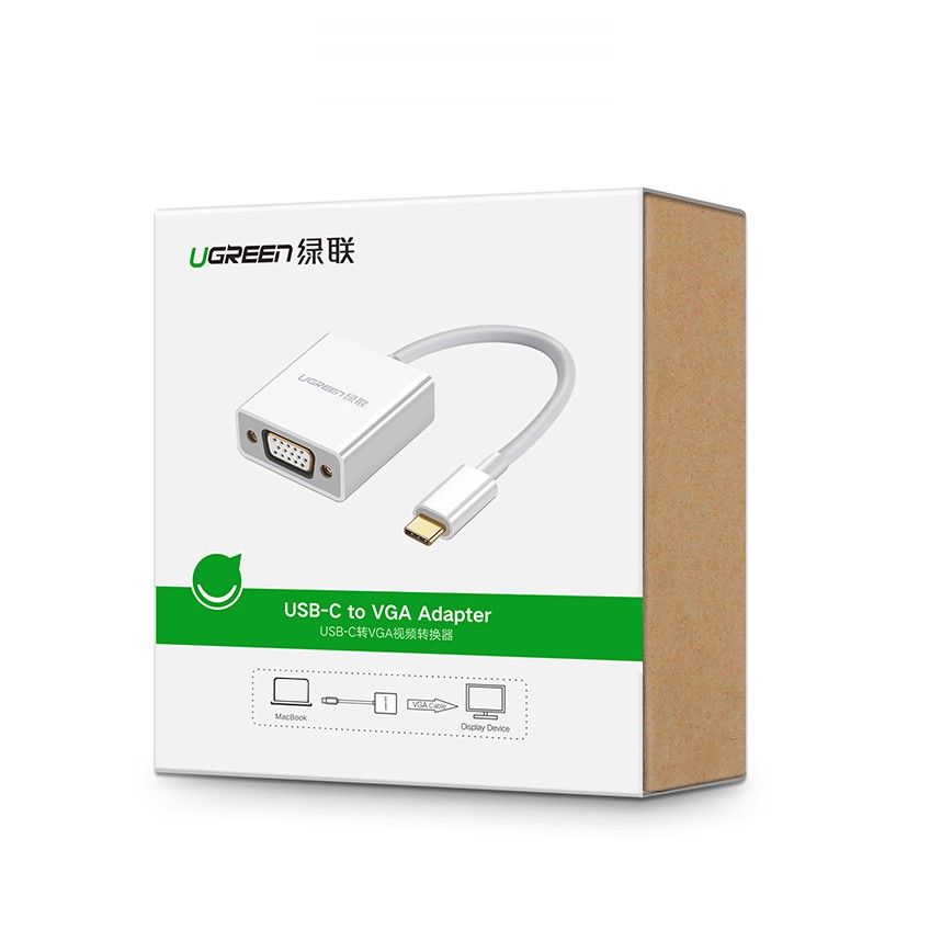 Bộ chuyển đổi USB-C sang VGA dài 10CM UGREEN CM140 - Hàng phân phối chính hãng