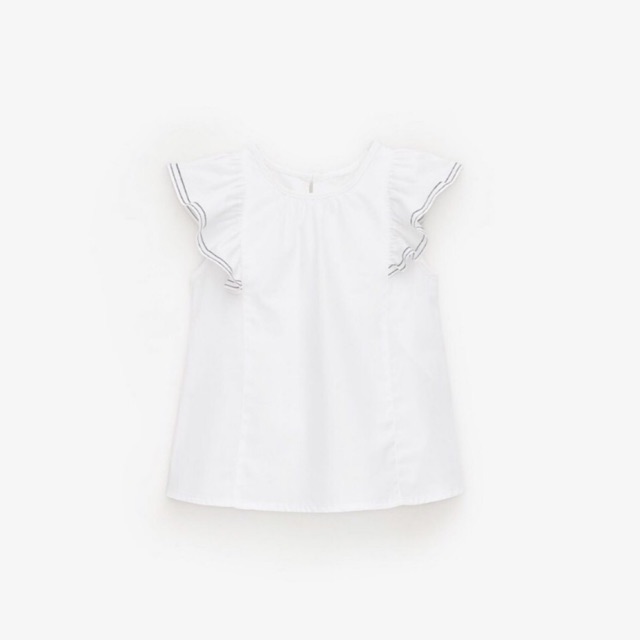 Áo sơ mi trắng bèo viền đen zara