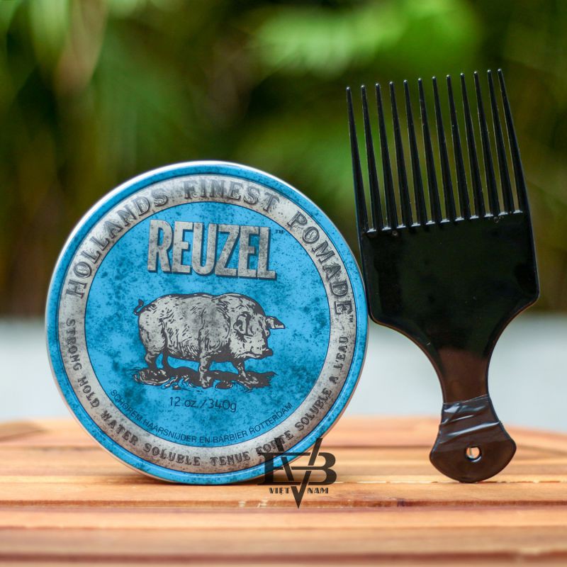 [BẢN 12.OZ] Pomade vuốt tóc Reuzel Blue Pomade 340g / 12oz chính hãng REUZEL HÀ LAN Schorem + Tặng Lược Pomade Afro Pick