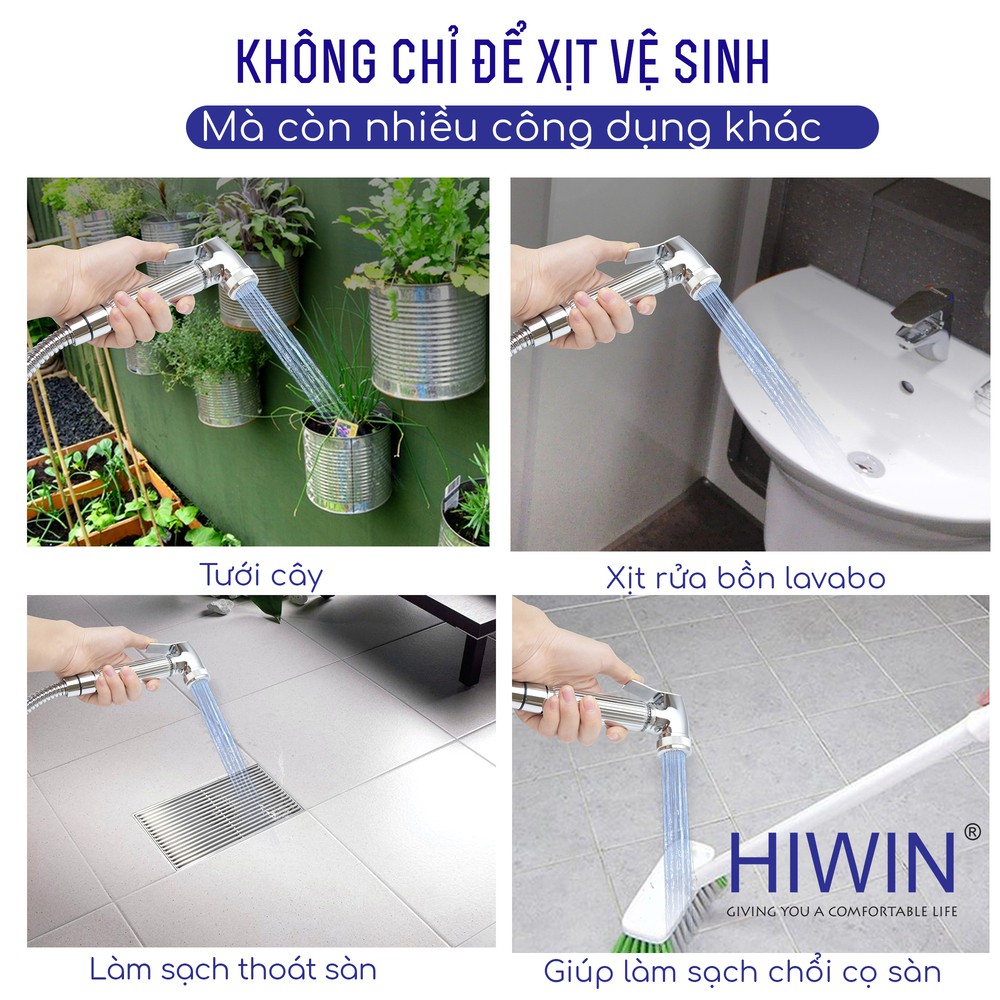 Bộ vòi xịt vệ sinh đa năng đồng mạ crom Hiwin PJF-2002