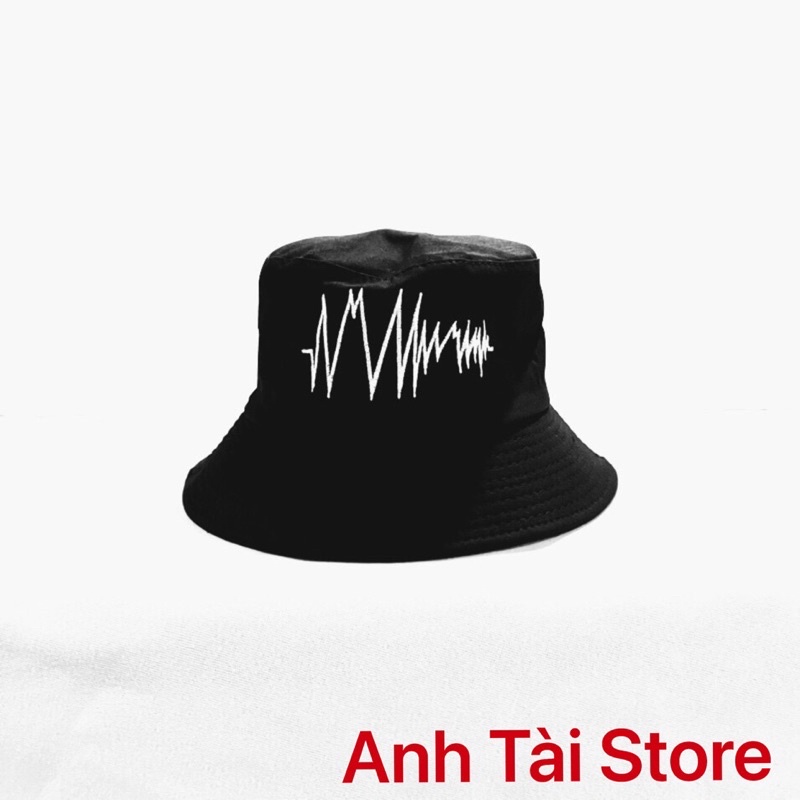 Nón bucket vành tròn thêu hoạ tiết sóng âm phong cách Ulzzang Unisex HA001