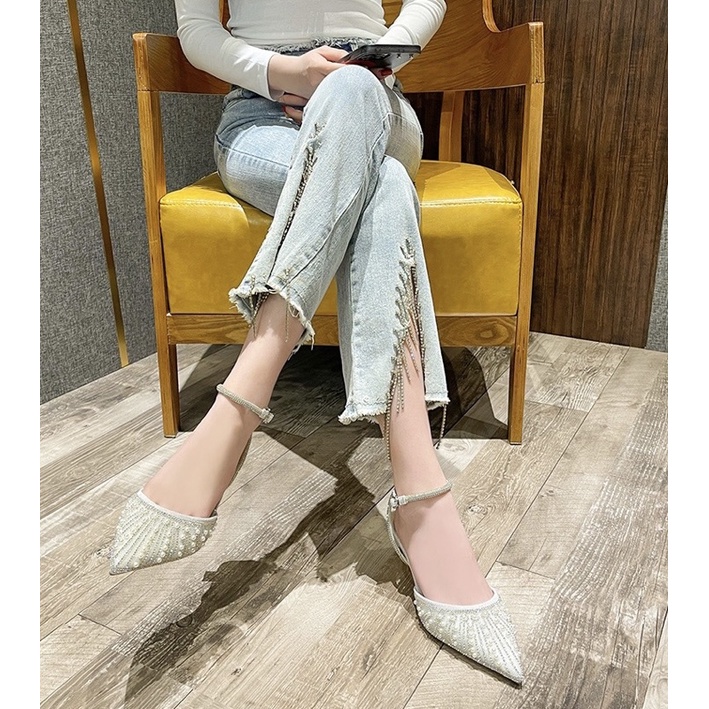 Giày cao gót bling bling, giày đính ngọc lấp lánh phong cách sang chảnh thời trang dành cho nữ