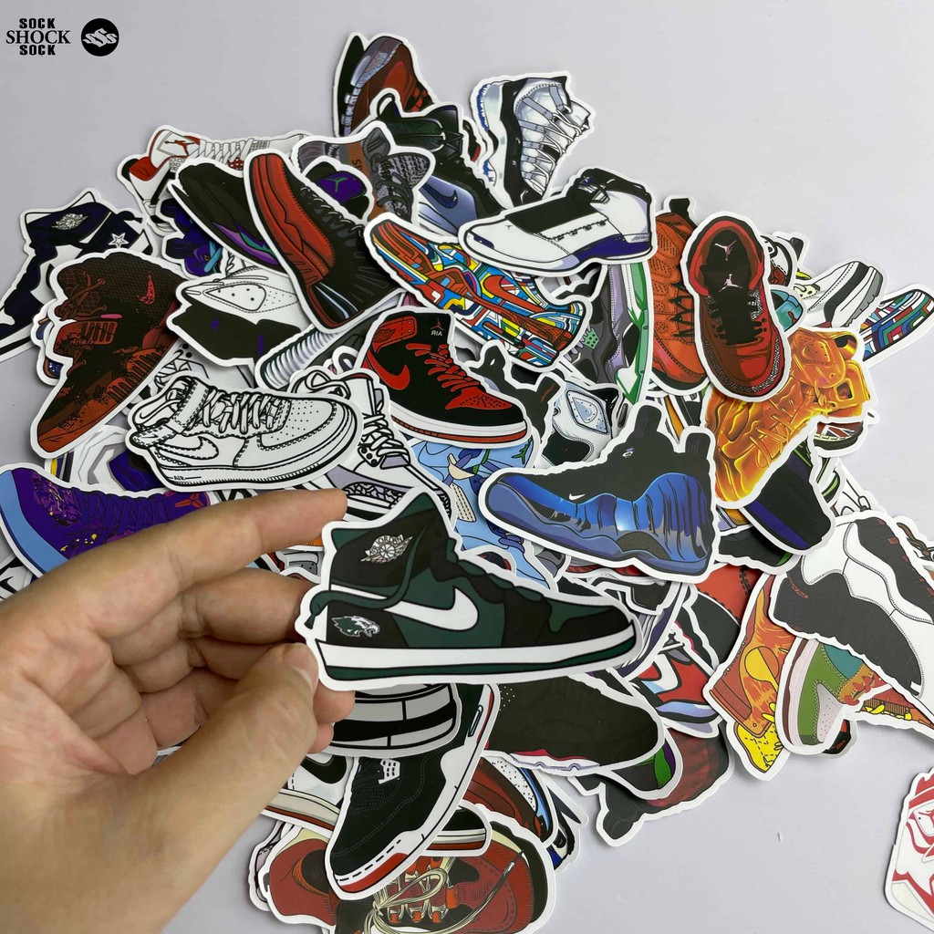 Sticker Sneaker bộ 50 30 10 miếng dán phủ PVC cực Cool Chống nước, bay màu dán nón bảo hiểm laptop bình nước Vali