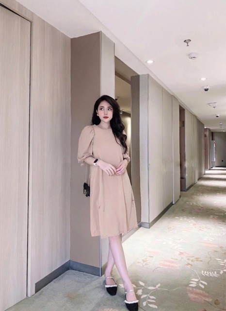 Váy tay lỡ dáng xuông Chất Đũi Lụa  v345