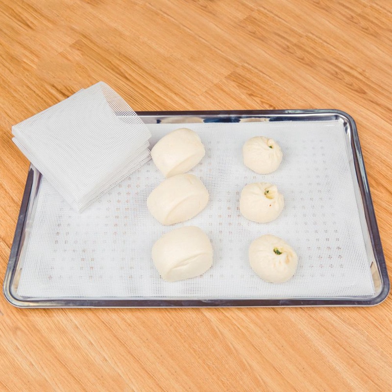 Set 5 tấm lưới lót nồi hấp bánh bao bằng silicone hình tròn/vuông không dính 40X60cm