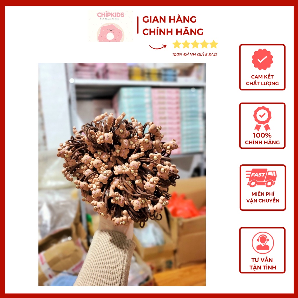 Dây buộc tóc phong cách Hàn Quốc gấu trà sữa mới
