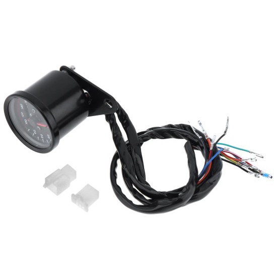 ĐỒNG HỒ XE MÁY CAFE RACER, TRACER - Đồng hồ độ đo km classic màu đen có kèm báo số và 2 đèn báo chức năng cơ bản