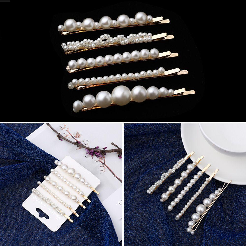 MELODG Set 5 Kẹp Tóc Kim Loại Đính Đá Phong Cách Vintage Thời Trang