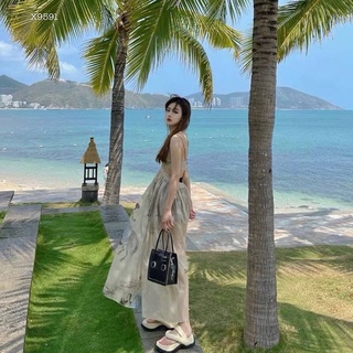 ĐẦM MAXI KHOÉT EO 2 DÂY HOẠ TIẾT