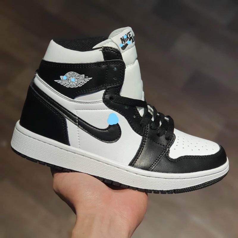 Giày Thể Thao JD Đen Trắng cao cổ Panda, Sneaker Nam Nữ JD1 Fullbox Da Nhăn - HTSHOE