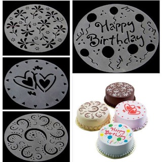 4PCS Bakery Tools Kitchen Heart Decorating Stencils Birthday Party Cake Mold