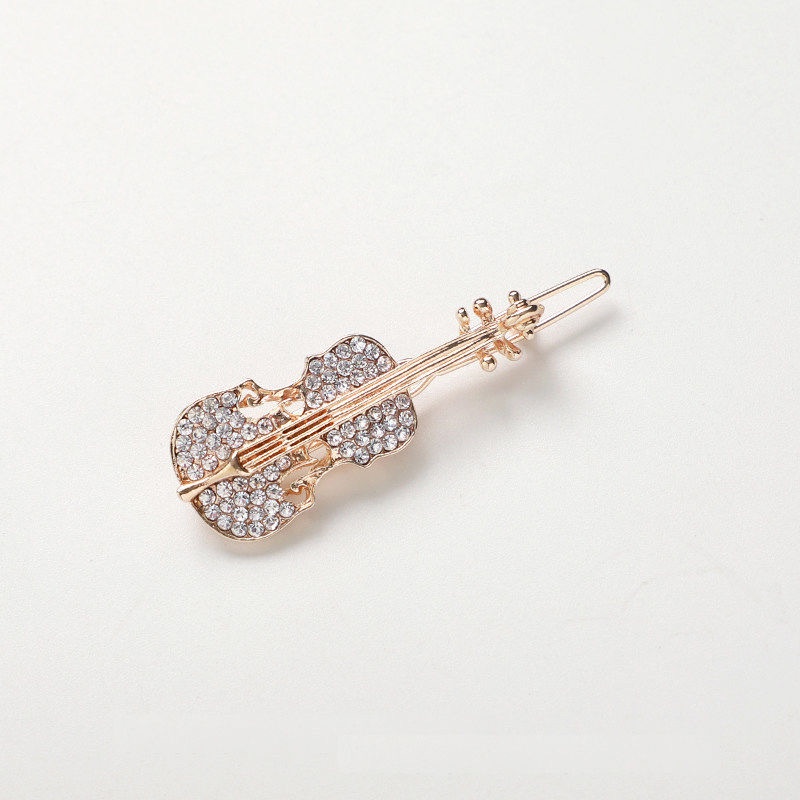 Kẹp tóc đàn violin đính đá Rhinestone kẹp tóc mái phụ kiện tóc MS397