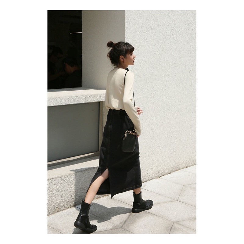 Chân Váy Jeans Nữ Dáng Dài Xẻ Tà Ullzang | BigBuy360 - bigbuy360.vn