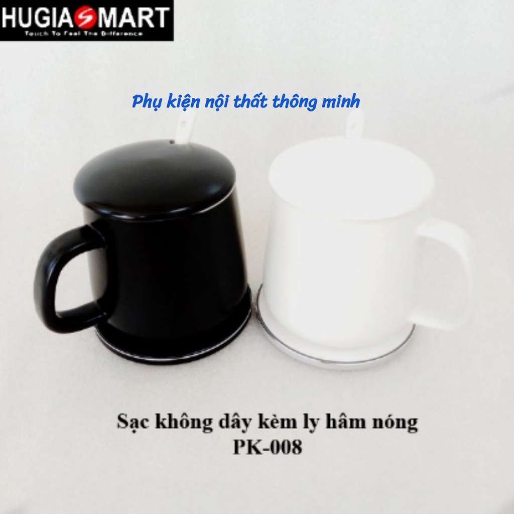 Sạc không dây ⚡ Hugiasmart ⚡Sạc không dây kèm ly hâm nóng uống trà, cà phê giúp tỉnh táo khi làm việc