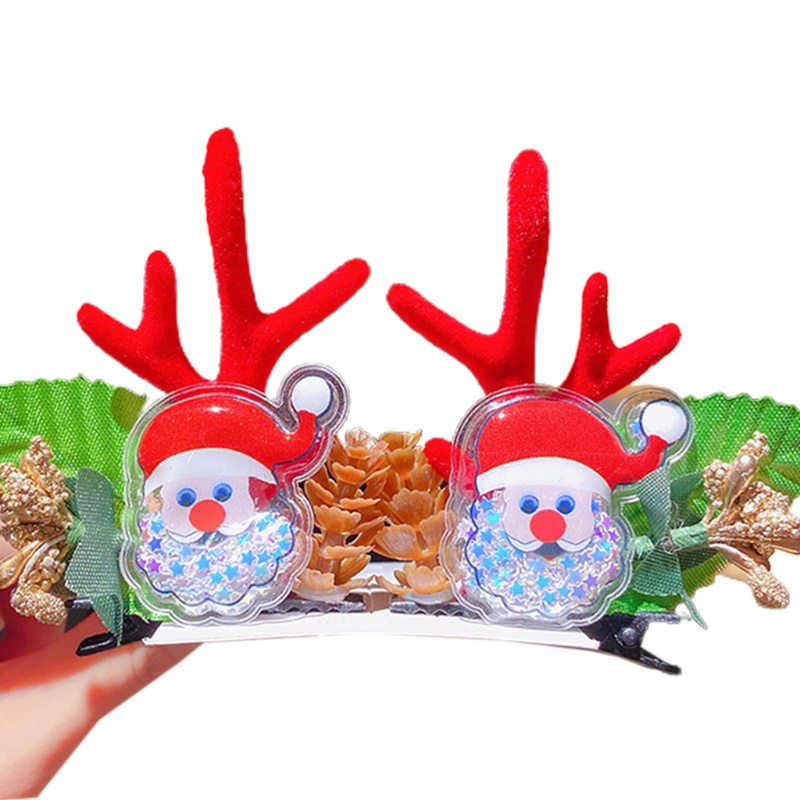 Set 2 Kẹp Tóc Hình Tuần Lộc Giáng Sinh Dễ Thương Cho Nữ