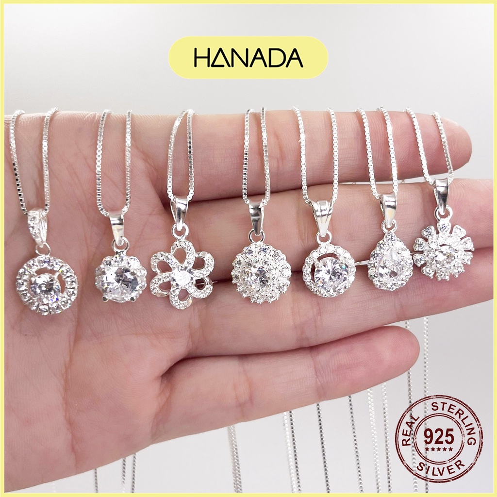Dây Chuyền Bạc 925 Hanada Mặt Dây Chuyền Đính Đá Đi Tiệc Sang Trọng