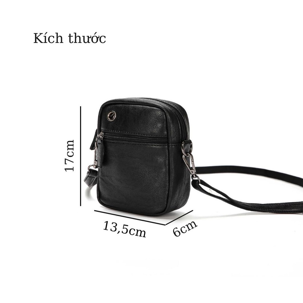 Túi mini nhỏ Unisex nam nữ đeo chéo để vừa điện thoại, ví/bóp, phụ kiện, dây đeo da PU, khóa kéo bền đẹp và thanh lịch | BigBuy360 - bigbuy360.vn