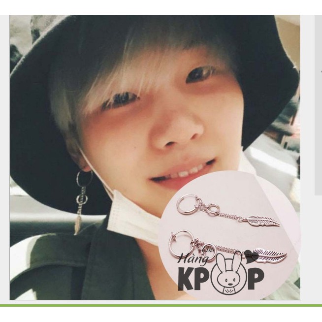Khuyên tai nam lông vũ suga Kpop