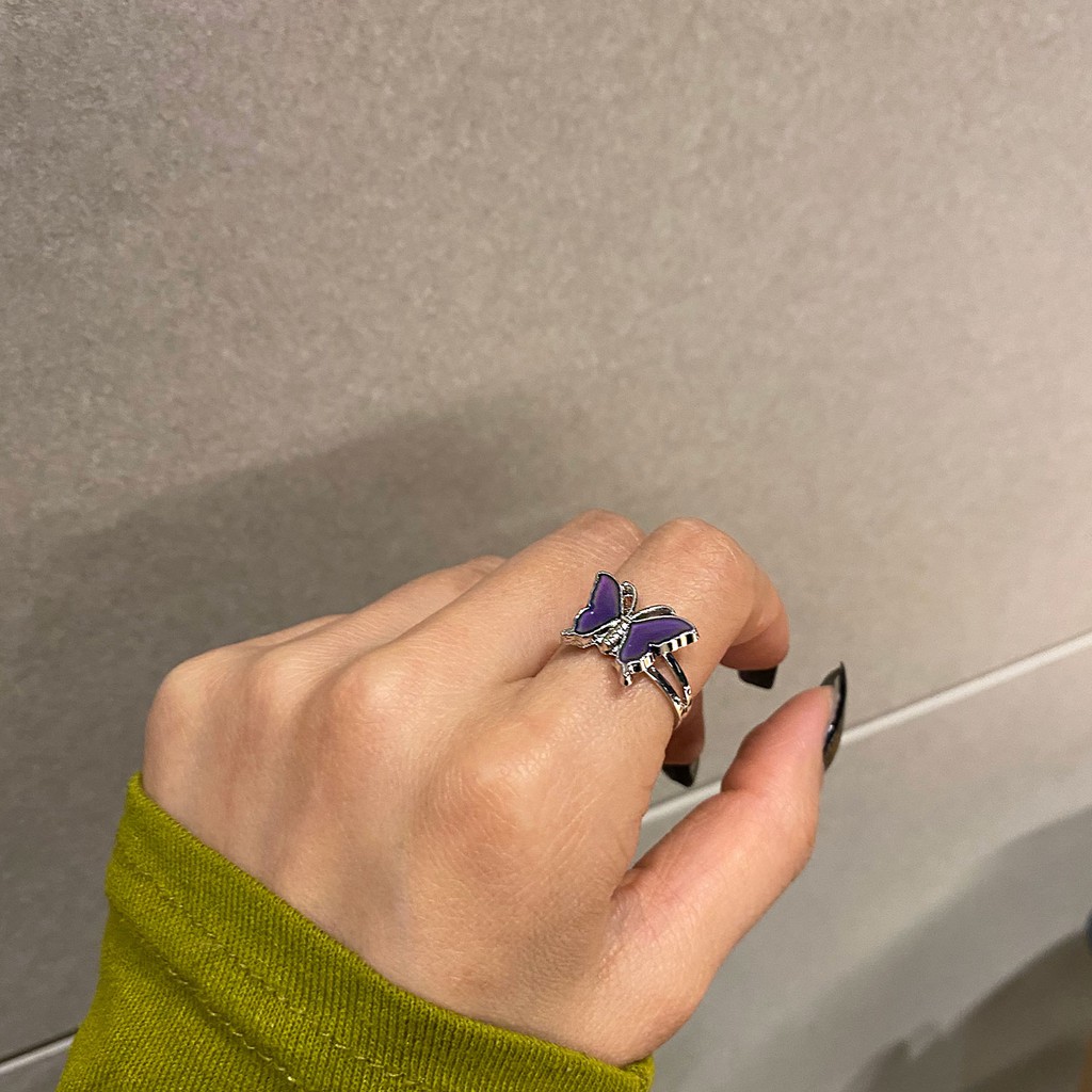 Nhẫn Thời Trang Hình Bướm Có Thể Điều Chỉnh Nhiệt Độ