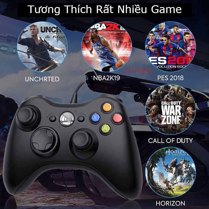 Tay cầm chơi game fifa online 4 Microsoft Xbox 360 Full Box Có Rung,Tay Cầm fo4 có dây PC,Laptop full skill