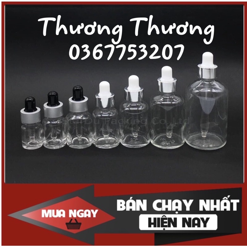 (RẺ NHẤT) chai chiết 3ml, 5ml, 10ml, 15ml mỹ phẩm, serum, tinh dầu thủy tinh