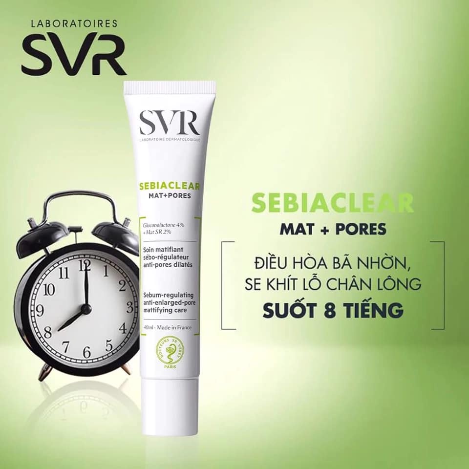 ✅[Chính hãng] Kem dưỡng SVR Sebiaclear Mat+Pores- giảm dầu mụn, thông thoáng lỗ chân lông 40ml