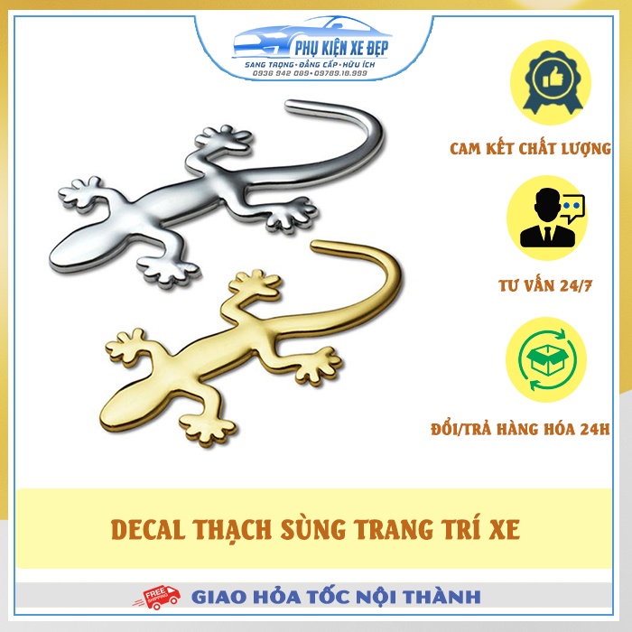 Decal dán xe ô tô MỚI NHẤT Thạch sùng Kim Loại - dán decal xe hơi